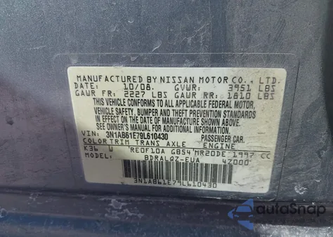 2009 Nissan Sentra 2.0 z USA, uszkodzony, nr VIN 3N1AB61E79L610430